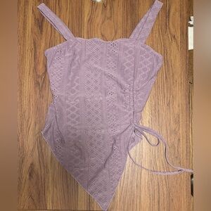 Lavender Eyelet Tie-Side Asymmetric Tank